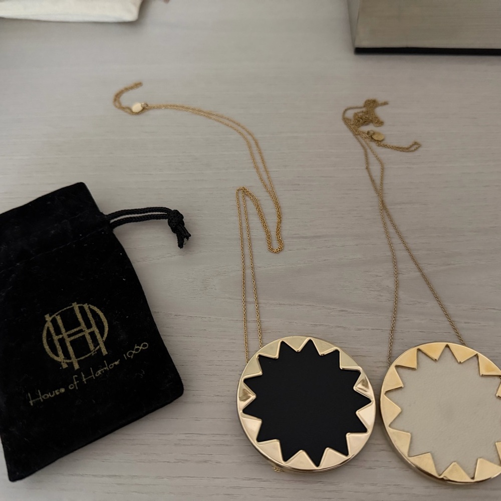 House of Harlow 1960 Gold and Black Sunburst Necklace